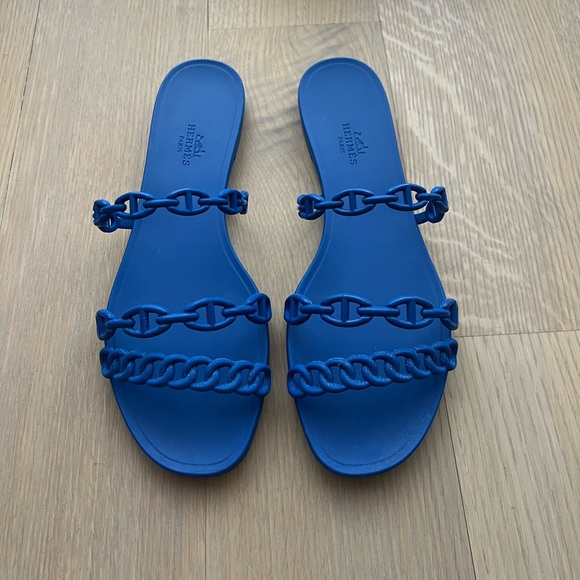 Hermes Rivage Sandals Electric Blue Bleu Smalt with Box and all packaging - Picture 3 of 8